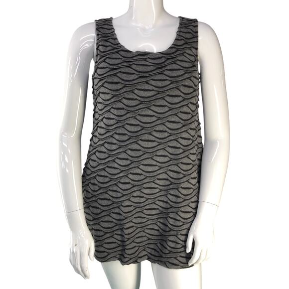 Chalet Et Ceci Womens Size M Dress Tank Scalloped Textured Black Gray USA Made - Picture 11 of 15